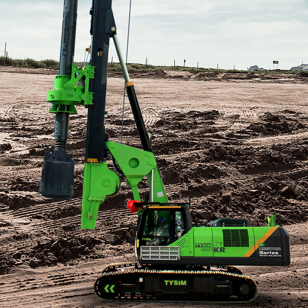 Rotary drilling rig with CAT chassis
